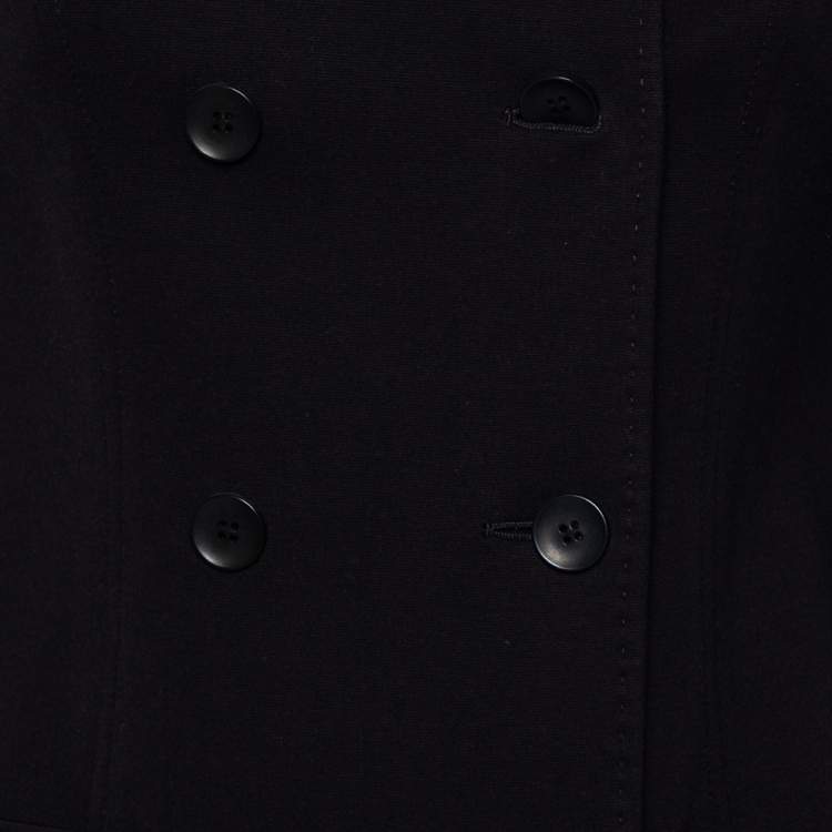 مملوكة مسبقًا Max Mara Navy Blue Cotton Double Breasted Trench Coat S