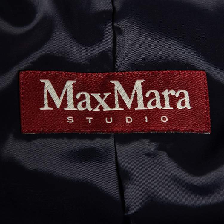 مملوكة مسبقًا Max Mara Navy Blue Cotton Double Breasted Trench Coat S