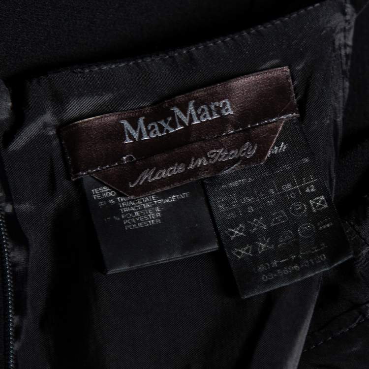 Pre Owned Max Mara Black Crepe Bow Detailed Sleeveless Dress M