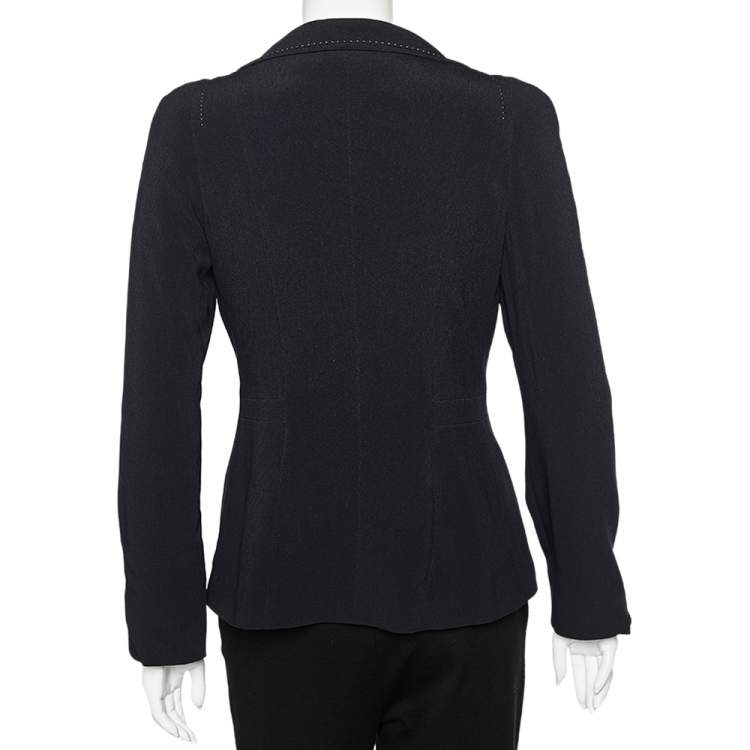 Pre Owned Max Mara Black Crepe Button Front Blazer S
