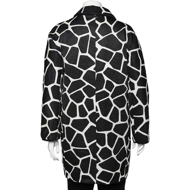 Pre Owned S'Max Mara Monochrome Printed Reversible Vada Coat L