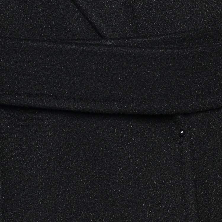 Pre Owned Max Mara Black Camel Hair Hooded Belted Coat S