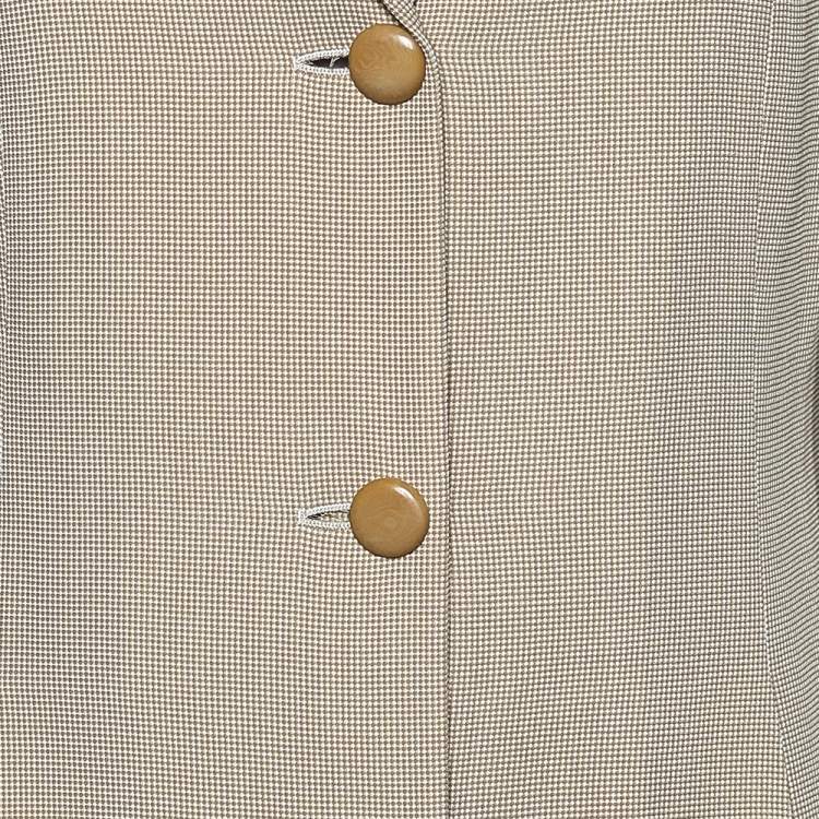 Pre Owned Max Mara Cream Textured Crepe Button Front Blazer S