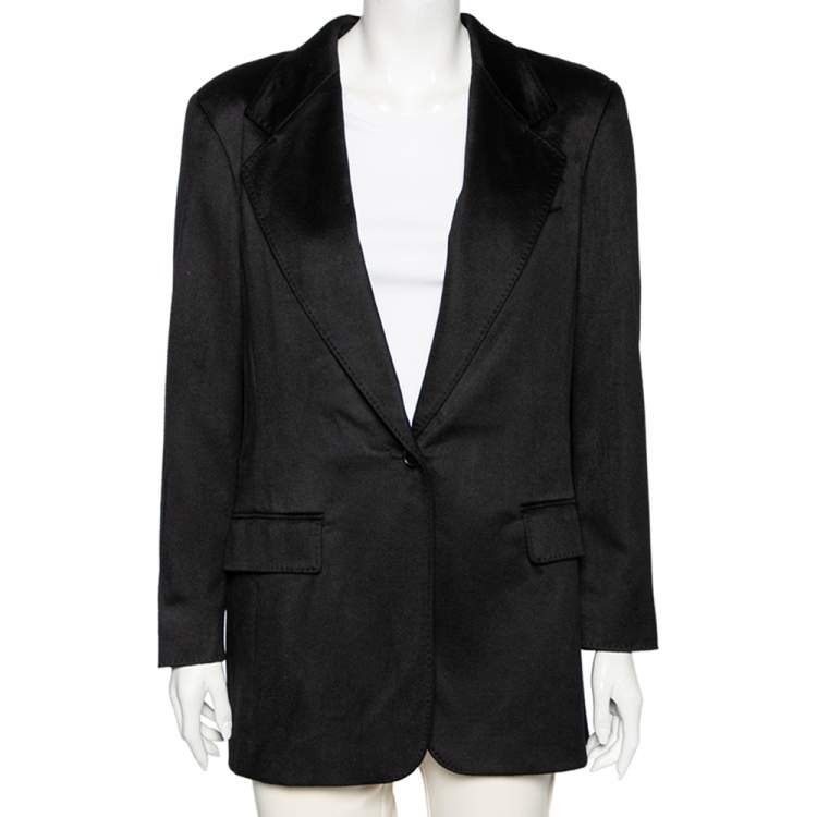 Pre Owned Max Mara Black Cashmere Button Front Jacket M