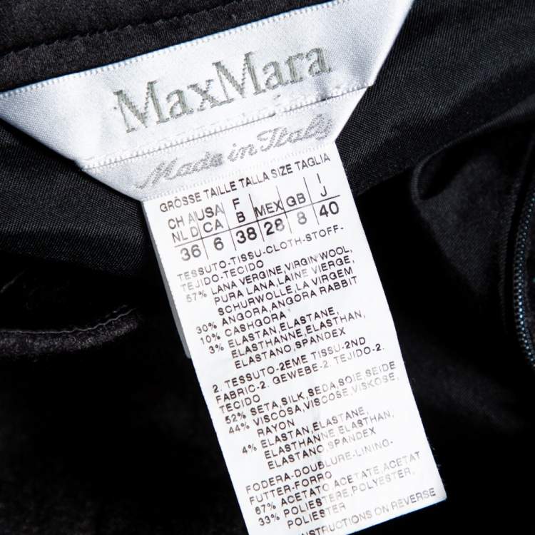 Pre Owned Max Mara Grey Wool Pleat Detailed Knee Length Skirt S