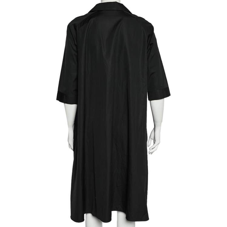Pre Owned Max Mara Black Cotton Oversized Shift Midi Dress M