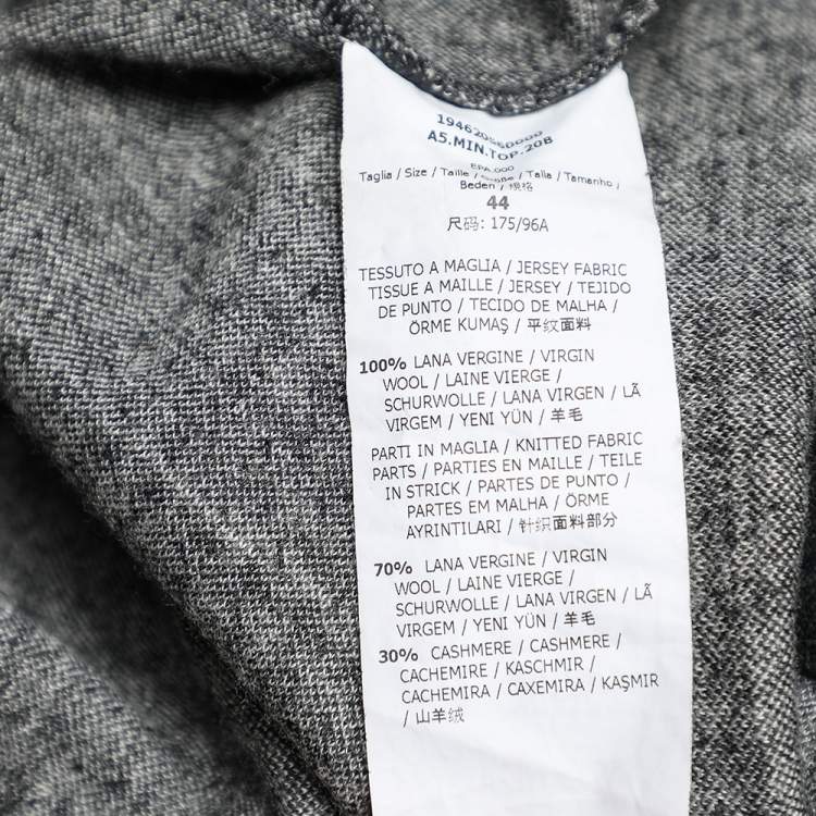 Pre Owned Max Mara Grey Houndstooth Patterned Wool Sweatshirt M