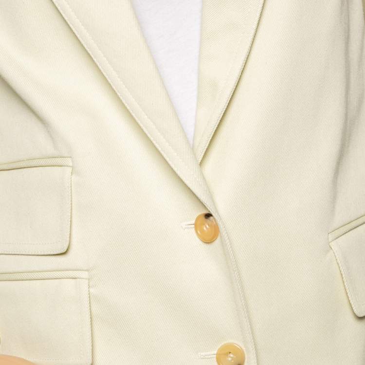 Pre Owned Max Mara Yellow Cotton Button Front Blazer M