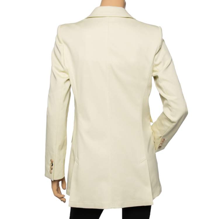 Pre Owned Max Mara Yellow Cotton Button Front Blazer M