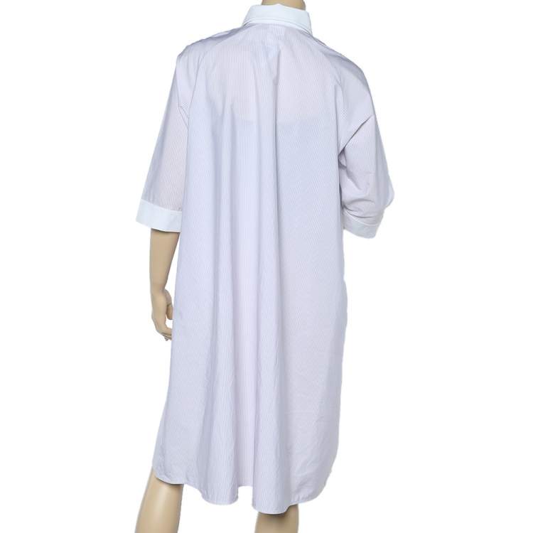 Pre Owned Max Mara Pink Striped Cotton Oversized Midi Dress S
