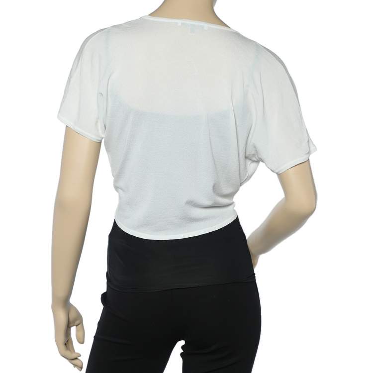 Pre Owned Max Mara White Knit Front Tie Detail Short Shrug XL