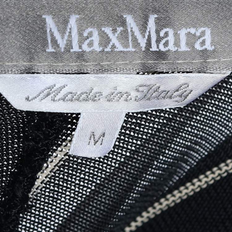 Pre Owned Max Mara Back Stripe Pattern Knit V-Neck Top M