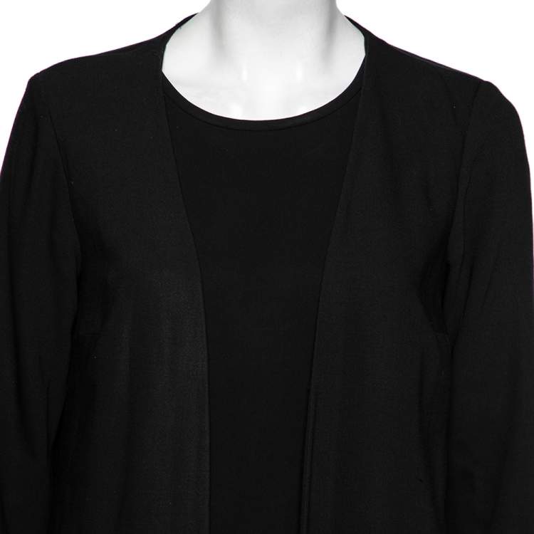 Pre Owned Max Mara Black Crepe Overlay Detail Shift Dress M
