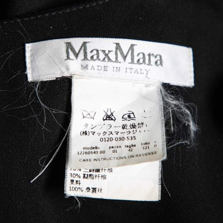 Pre Owned Max Mara Black Crepe Overlay Detail Shift Dress M
