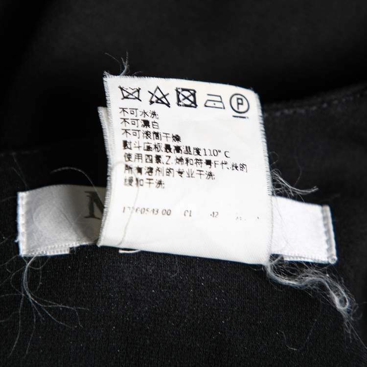Pre Owned Max Mara Black Crepe Overlay Detail Shift Dress M