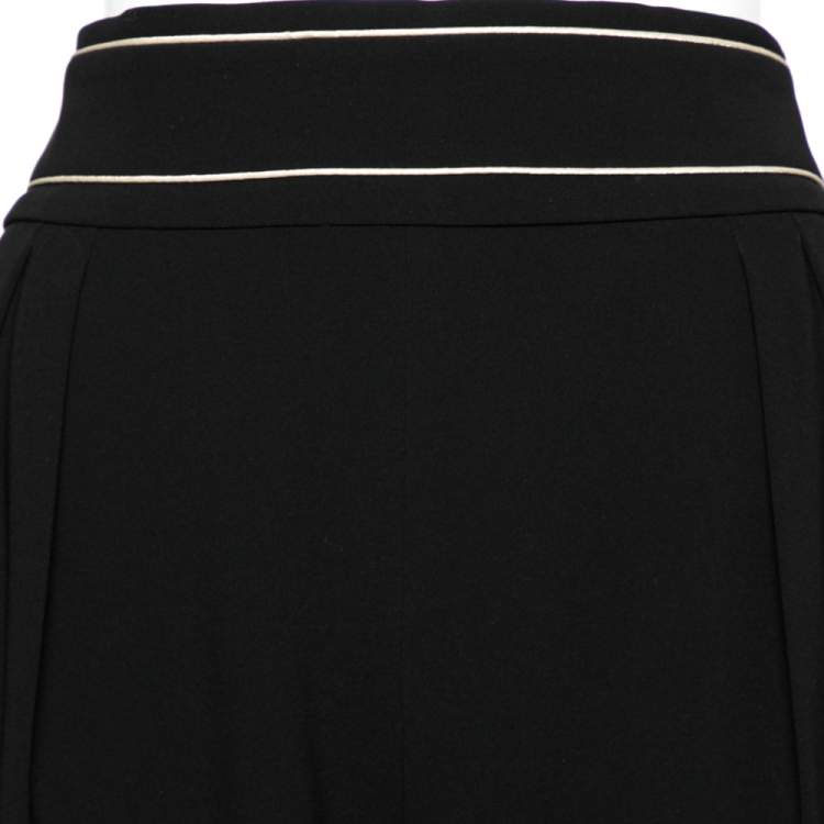 Pre Owned Max Mara Black Stretch Crepe Pleat Detailed Pants L