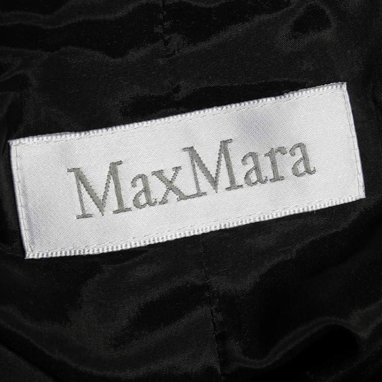 Pre Owned Max Mara Black Striped Crepe Belted Button Front Blazer M