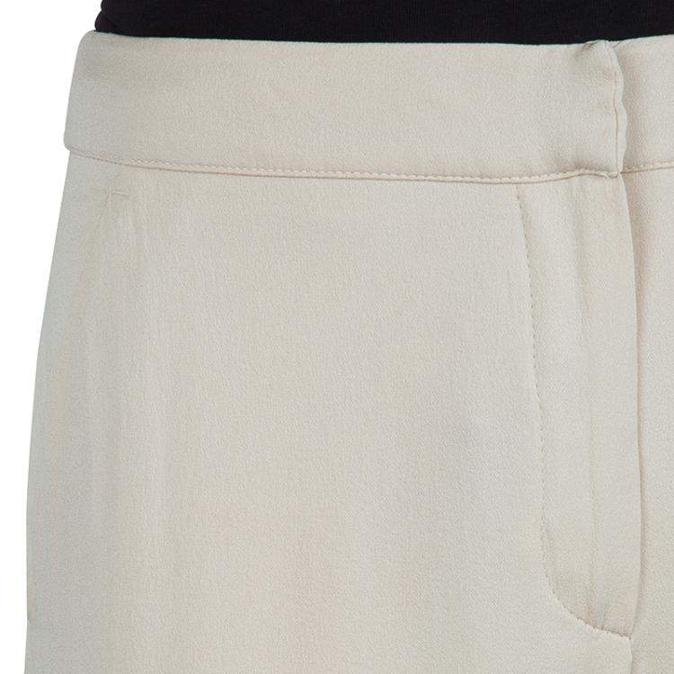 Pre Owned Max Mara Beige Silk Crepe Trousers M