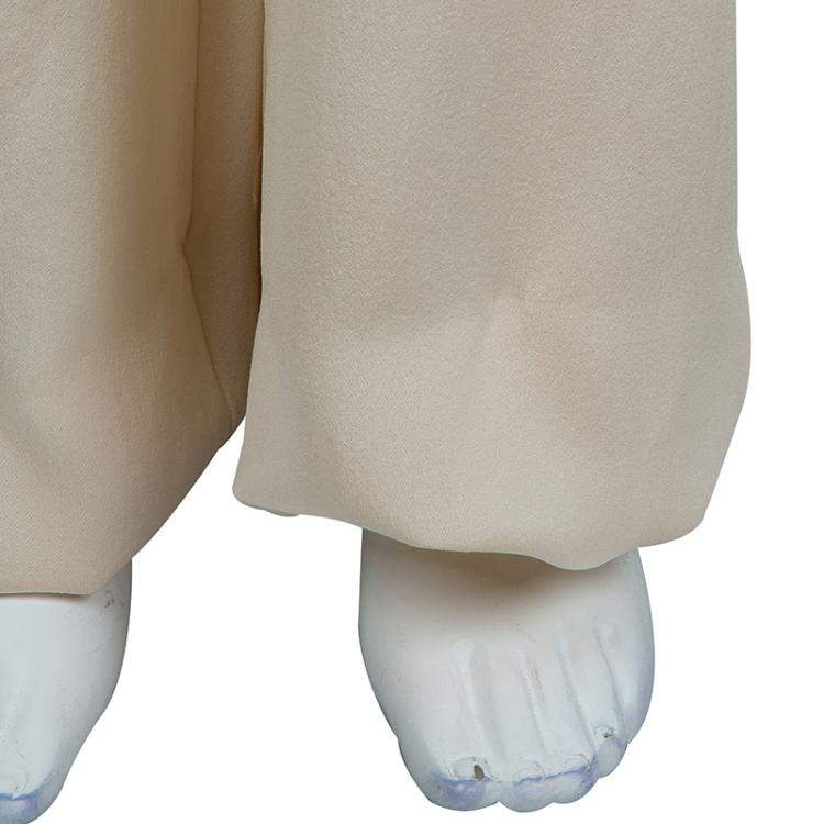 Pre Owned Max Mara Beige Silk Crepe Trousers M