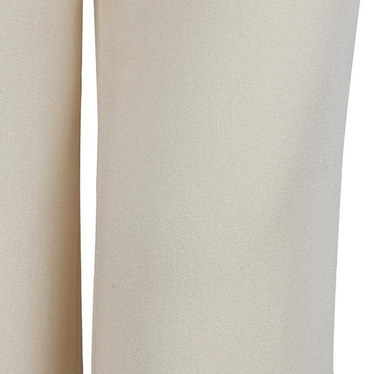 Pre Owned Max Mara Beige Silk Crepe Trousers M