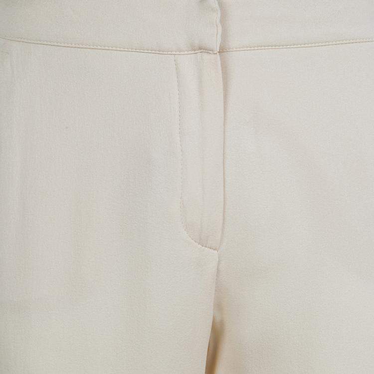 Pre Owned Max Mara Beige Silk Crepe Trousers M