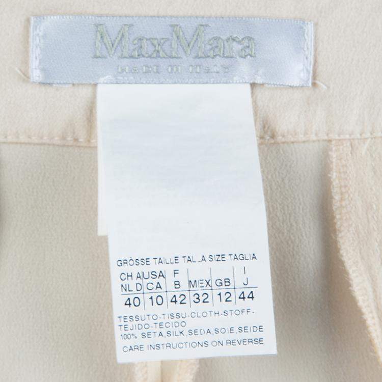 Pre Owned Max Mara Beige Silk Crepe Trousers M