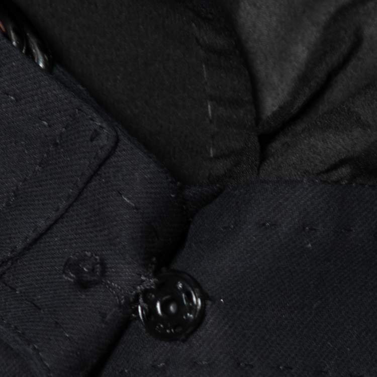 Pre Owned Max Mara Black Crepe Front Tie Detail Crop Jacket M 
