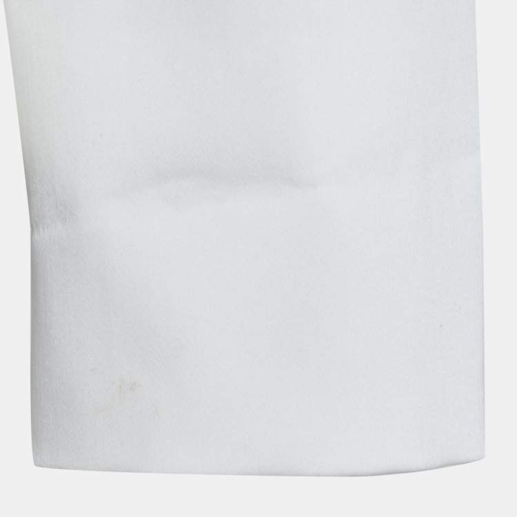 Pre Owned Max Mara White Cotton Tapered Pants & Single Breasted Blazer Suit S/ XS