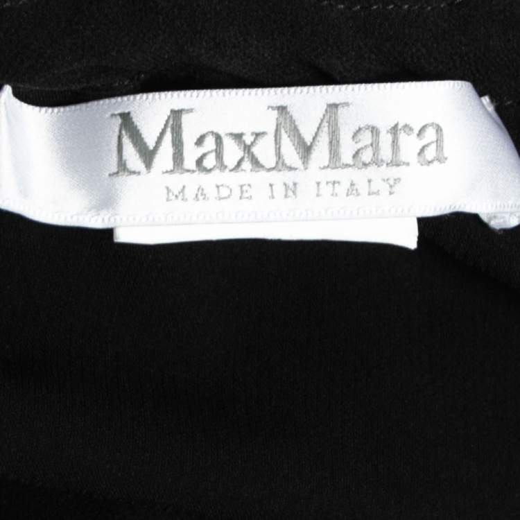 Pre Owned Max Mara Black Crepe Drawstring Detail Pocketed Blouse M