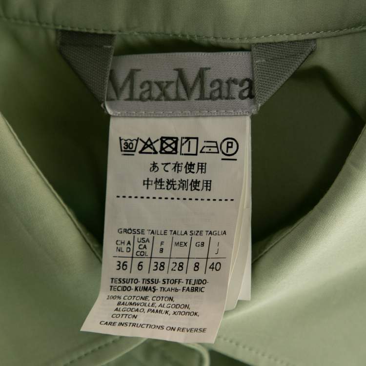 Pre Owned Max Mara Light Green Cotton Shirt Dress S