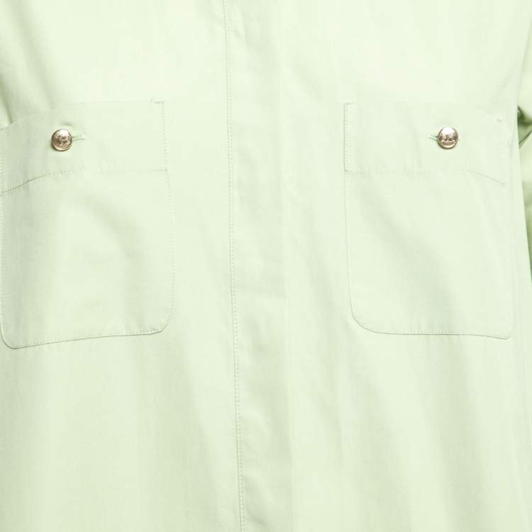 Pre Owned Max Mara Light Green Cotton Shirt Dress S
