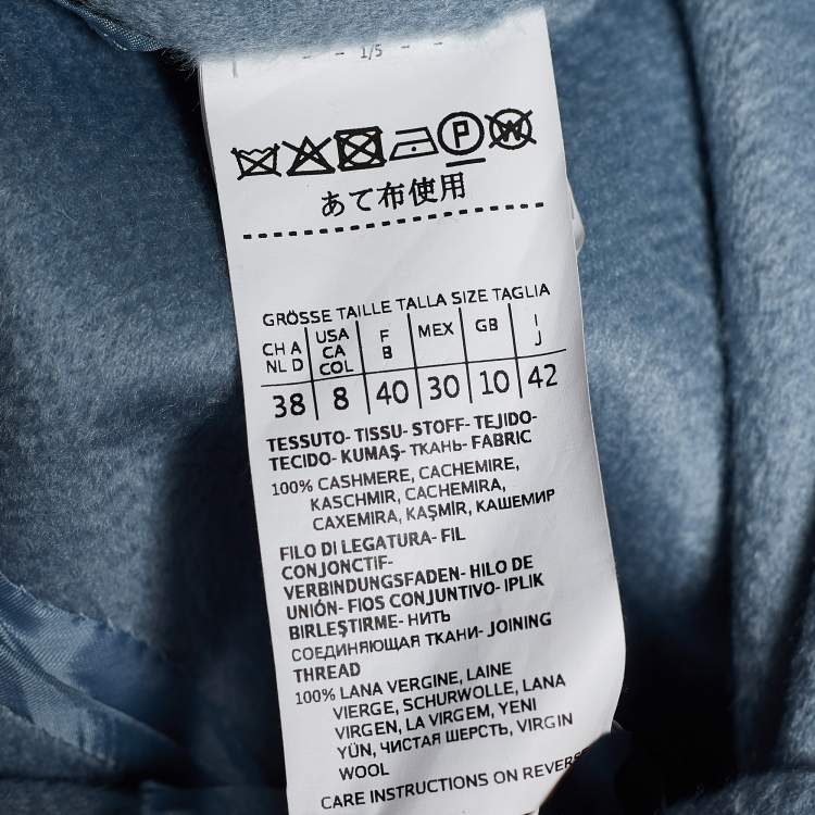 Pre Owned Max Mara Powder Blue Cashmere Belted Coat S