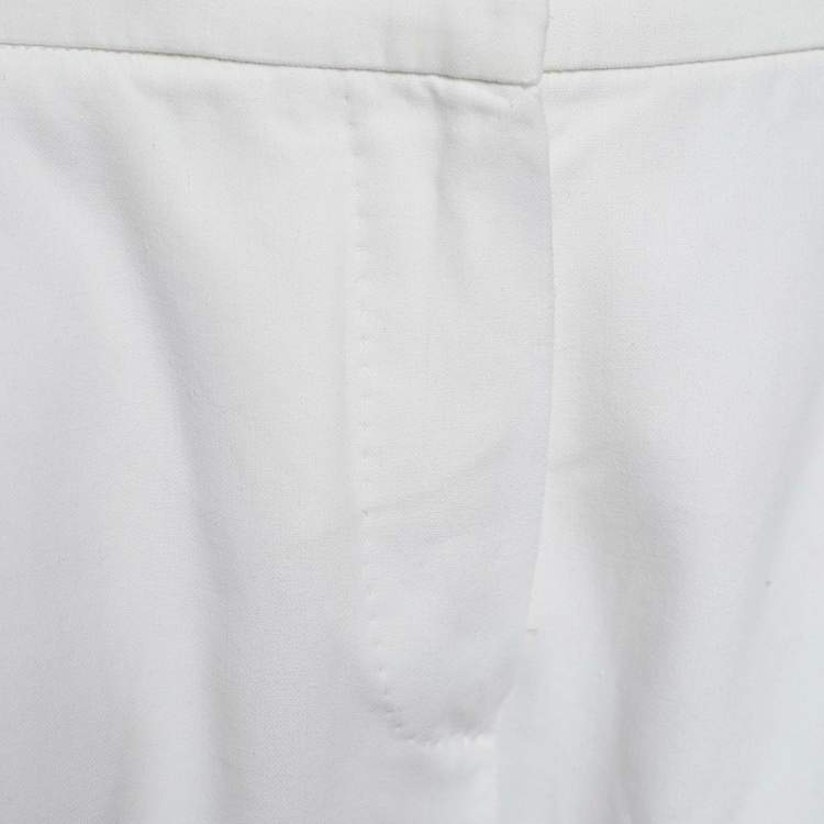 Pre Owned Max Mara White Cotton Trousers L