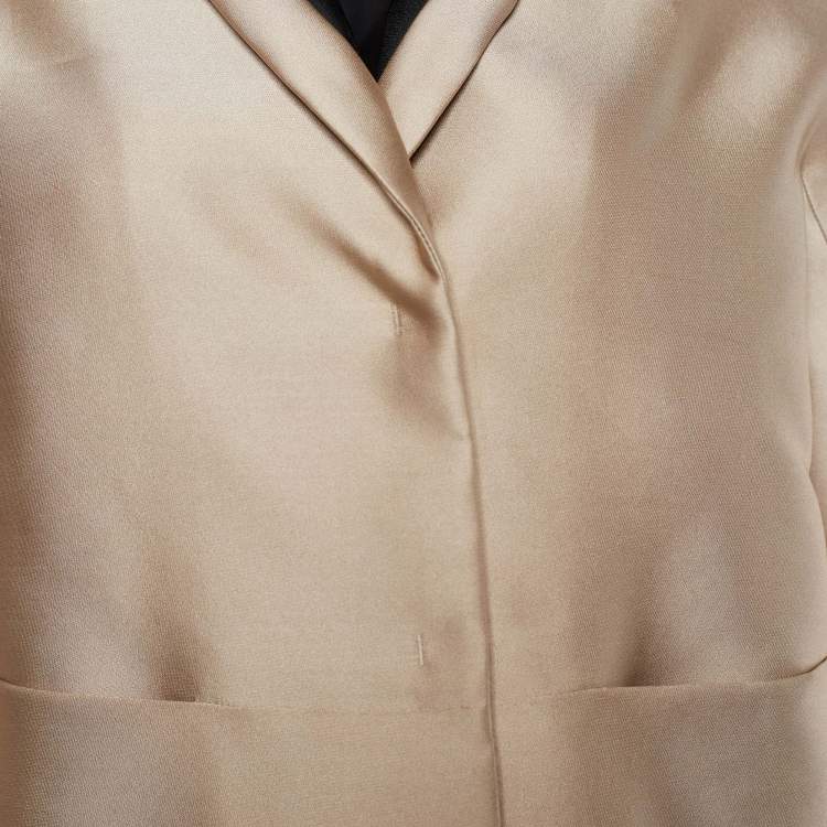 Pre Owned Max Mara Beige Silk Button Front Blazer M
