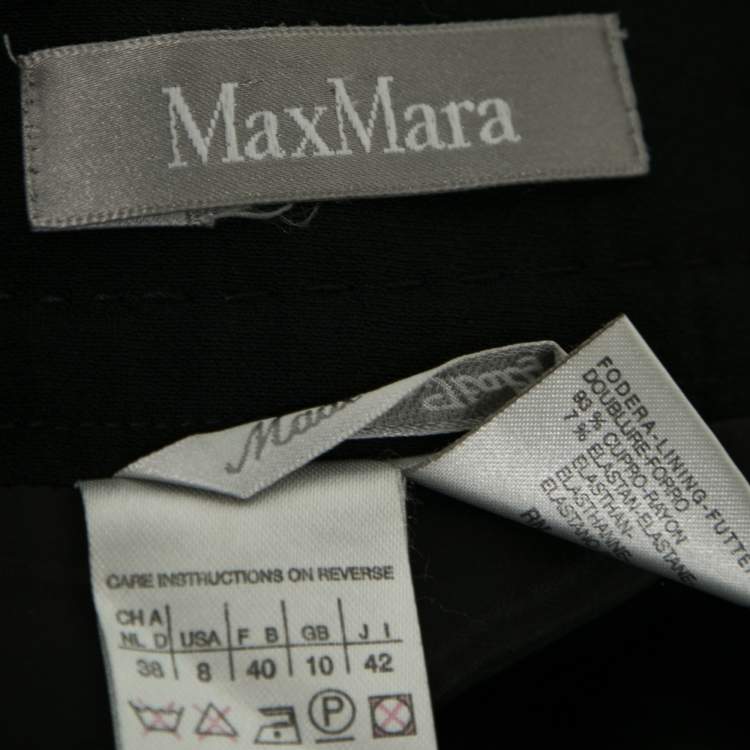 Pre Owned Max Mara Black Crepe Slit Detail Midi Skirt M