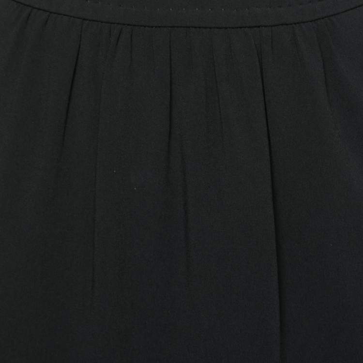 Pre Owned Max Mara Black Crepe Slit Detail Midi Skirt M