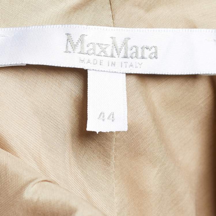 Pre Owned Max Mara Ivory & Beige Embossed Knit Sheath Dress M