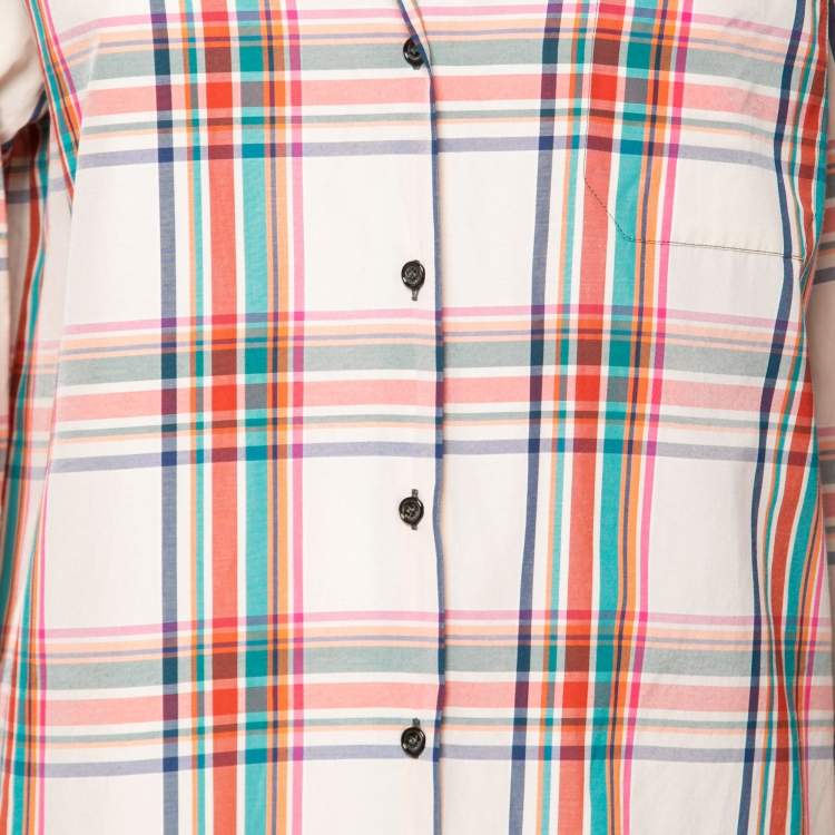 Pre Owned Max Mara Multicolor Checkered Cotton Button Front Shirt L