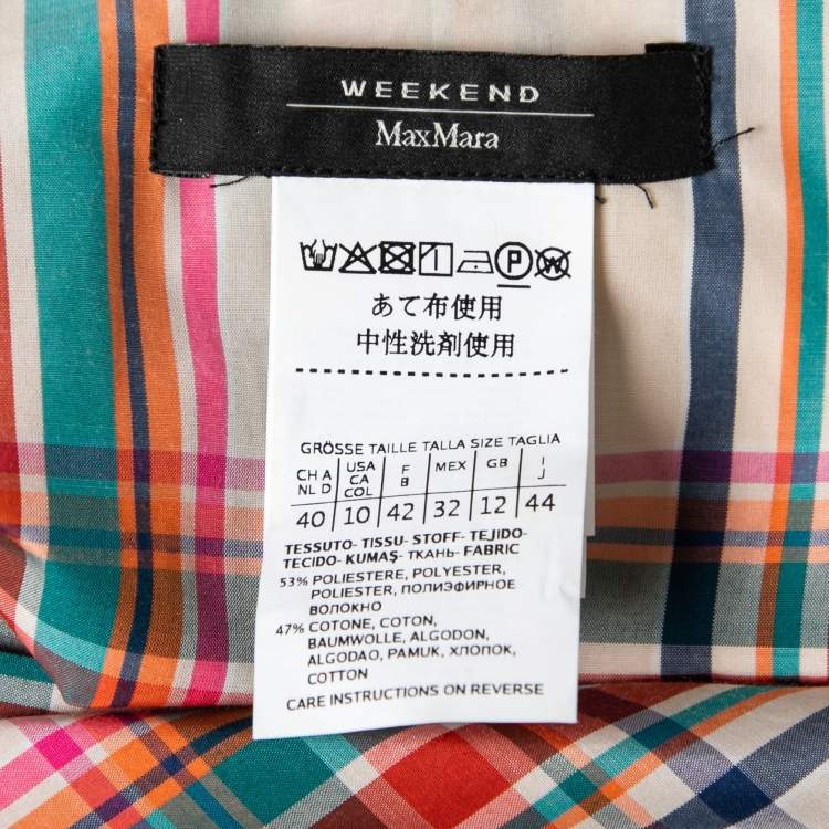 Pre Owned Max Mara Multicolor Checkered Cotton Button Front Shirt L