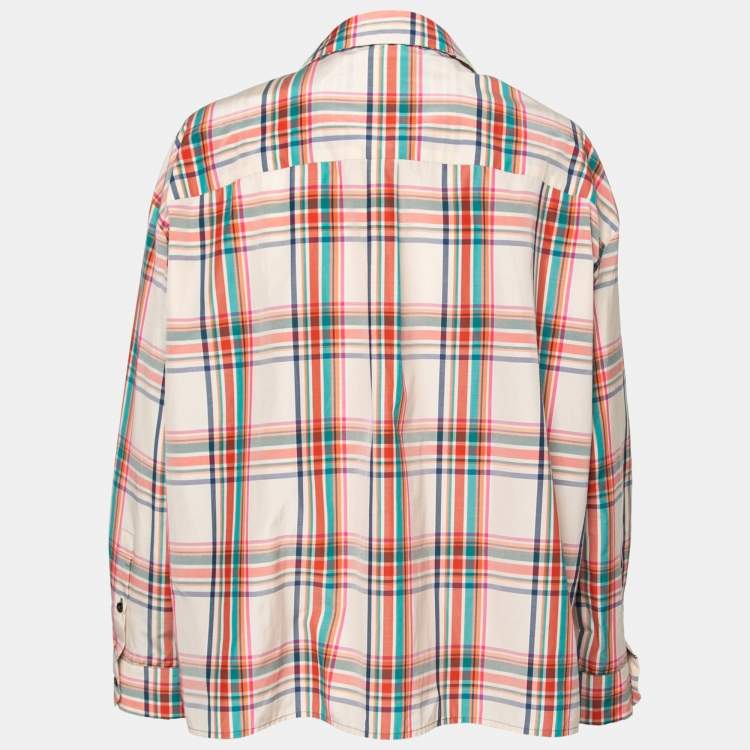 Pre Owned Max Mara Multicolor Checkered Cotton Button Front Shirt L