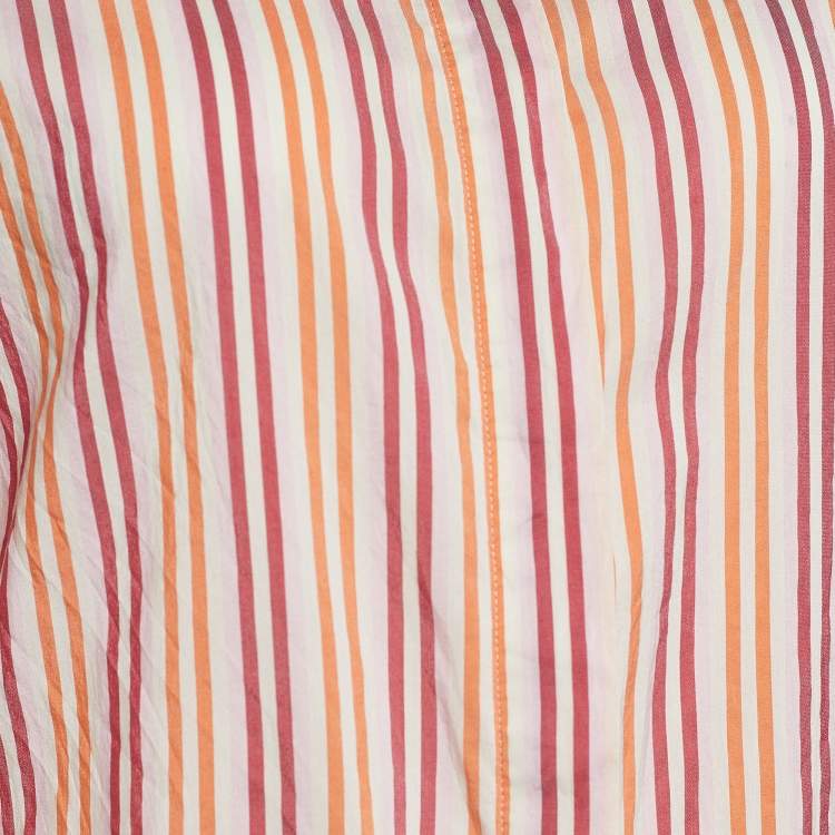 Pre Owned Max Mara Multicolor Striped Cotton & Silk Button Front Shirt M