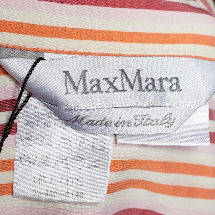 Pre Owned Max Mara Multicolor Striped Cotton & Silk Button Front Shirt M