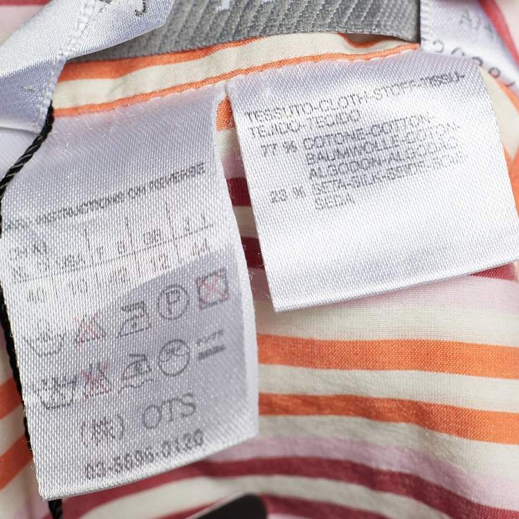 Pre Owned Max Mara Multicolor Striped Cotton & Silk Button Front Shirt M