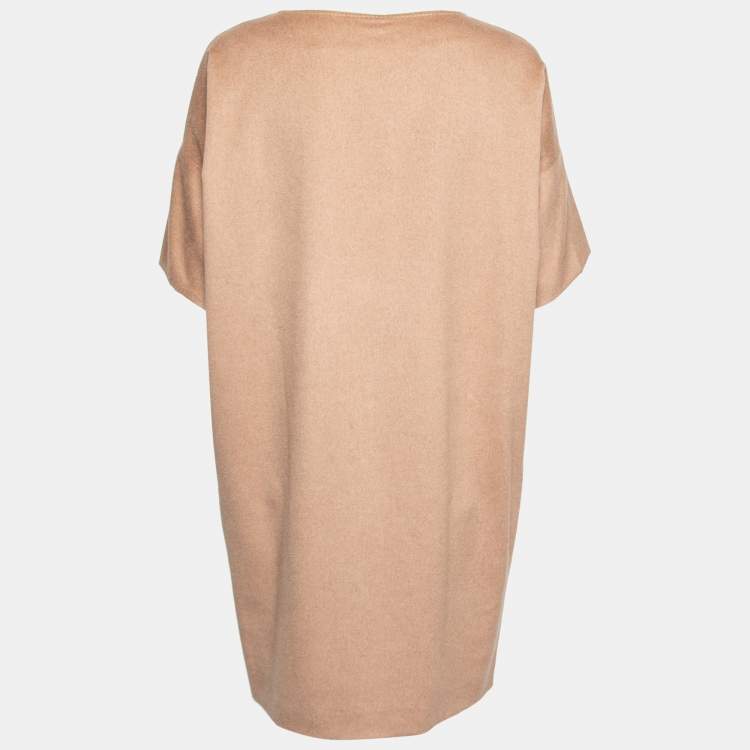 Pre Owned Max Mara Tan Camel Hair Short Sleeve Mini Dress S