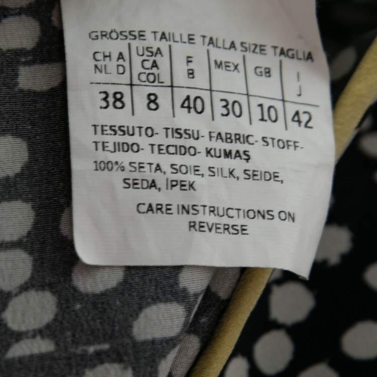 Pre Owned Max Mara Navy Blue Polka Dot Print Silk Long Sleeve Jumpsuit M