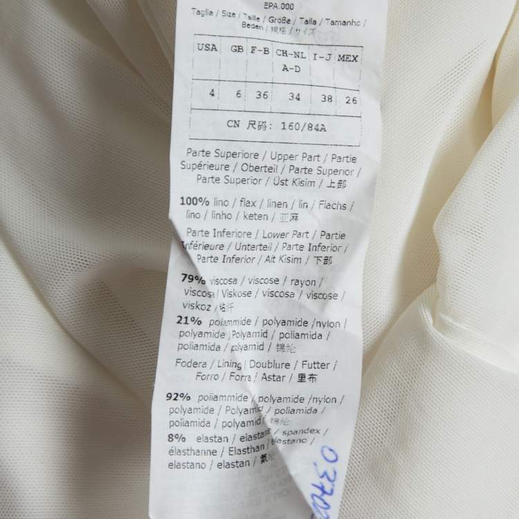 Pre Owned Max Mara White Linen & Jersey Tie-Up Detail Sleeveless Dress S