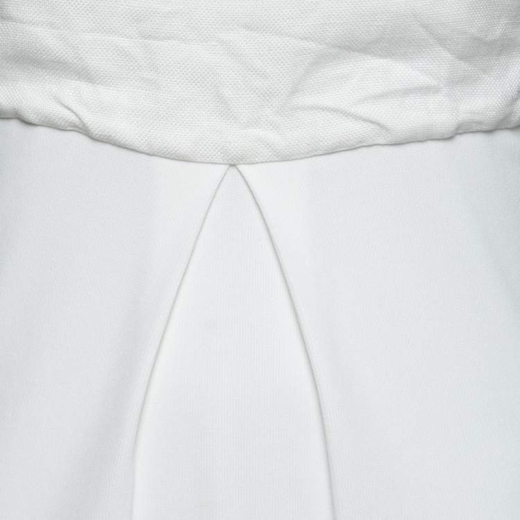 Pre Owned Max Mara White Linen & Jersey Tie-Up Detail Sleeveless Dress S