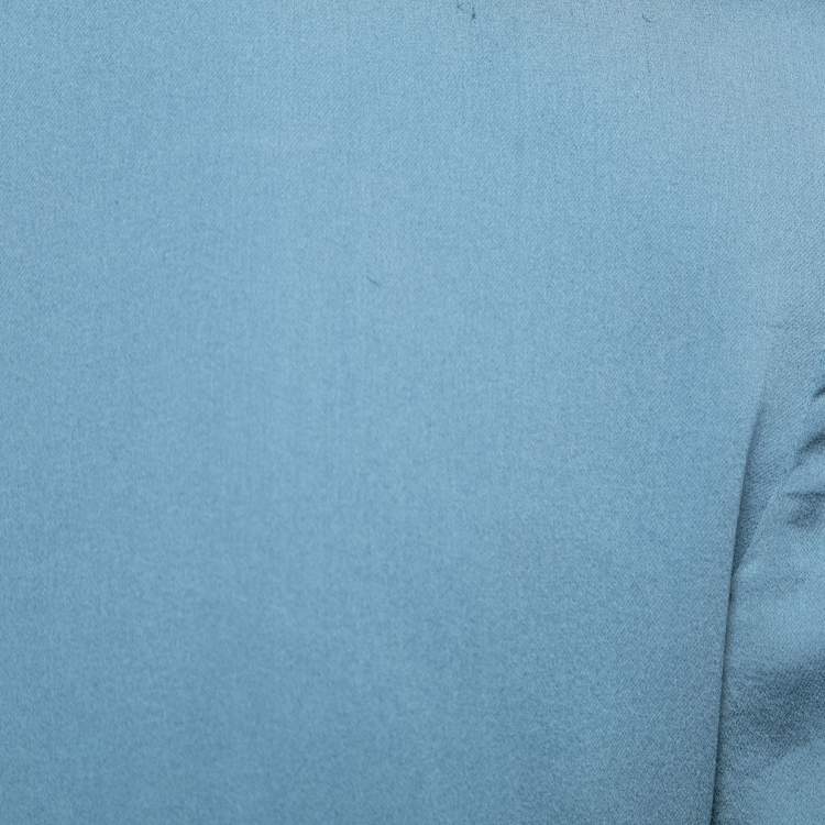 Pre Owned Max Mara Teal Silk Wrap Effect Long Sleeve Blouse L