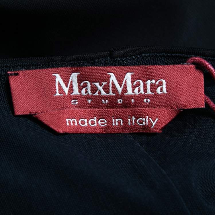 Pre Owned Max Mara Studio Black & Beige Chiffon Ruffled Midi Dress M