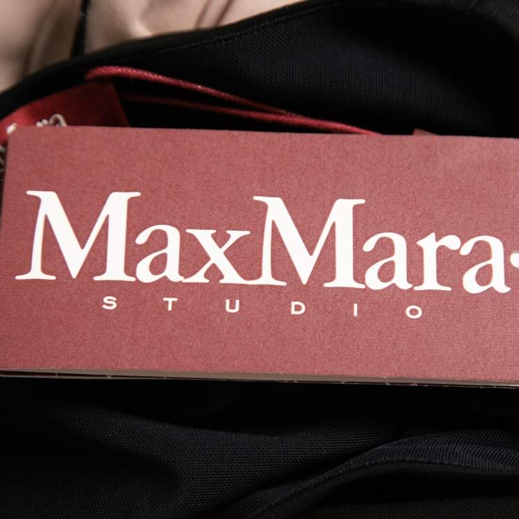 Pre Owned Max Mara Studio Black & Beige Chiffon Ruffled Midi Dress M